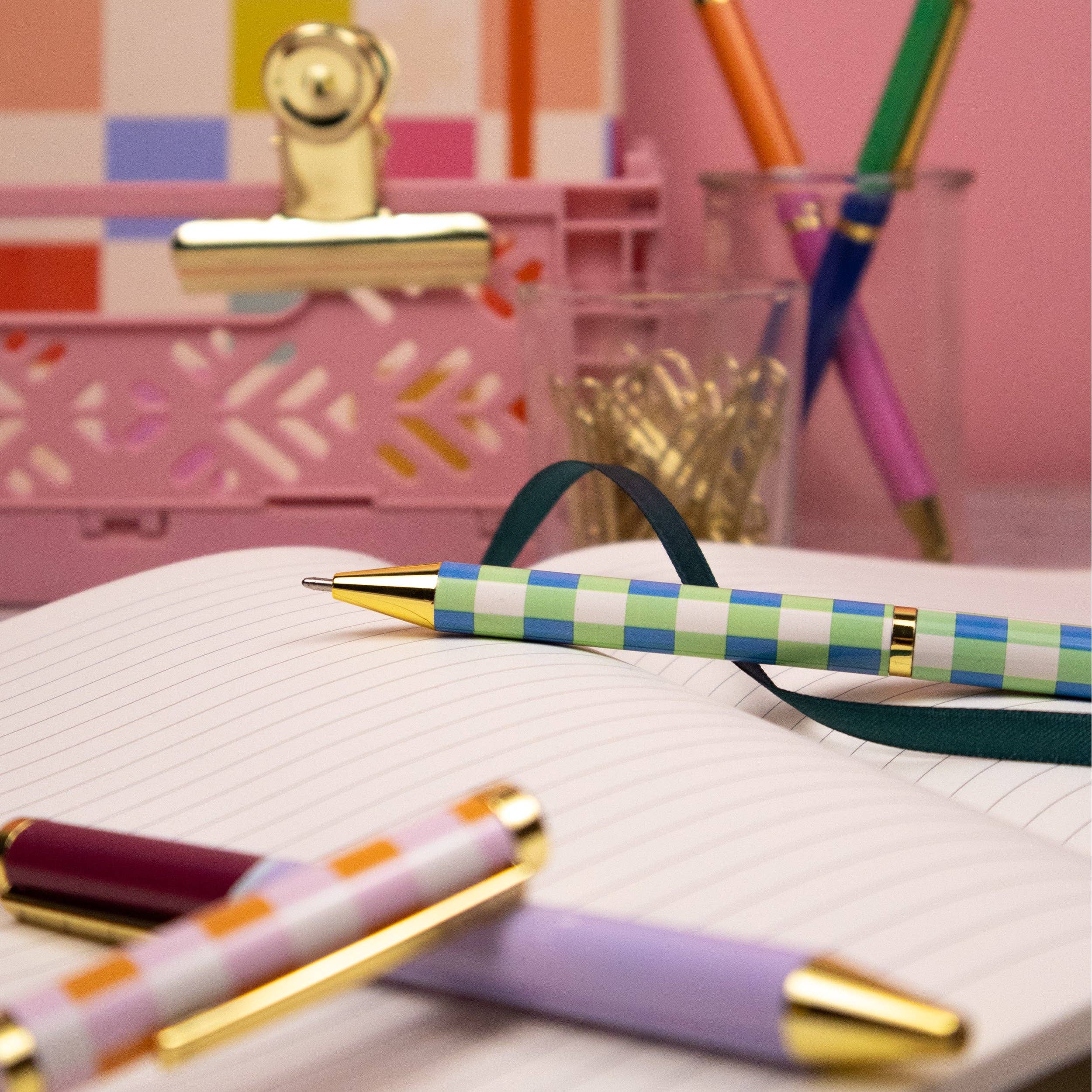 Ensemble de 5 stylos à bille designs variés Saje en boîte cadeau