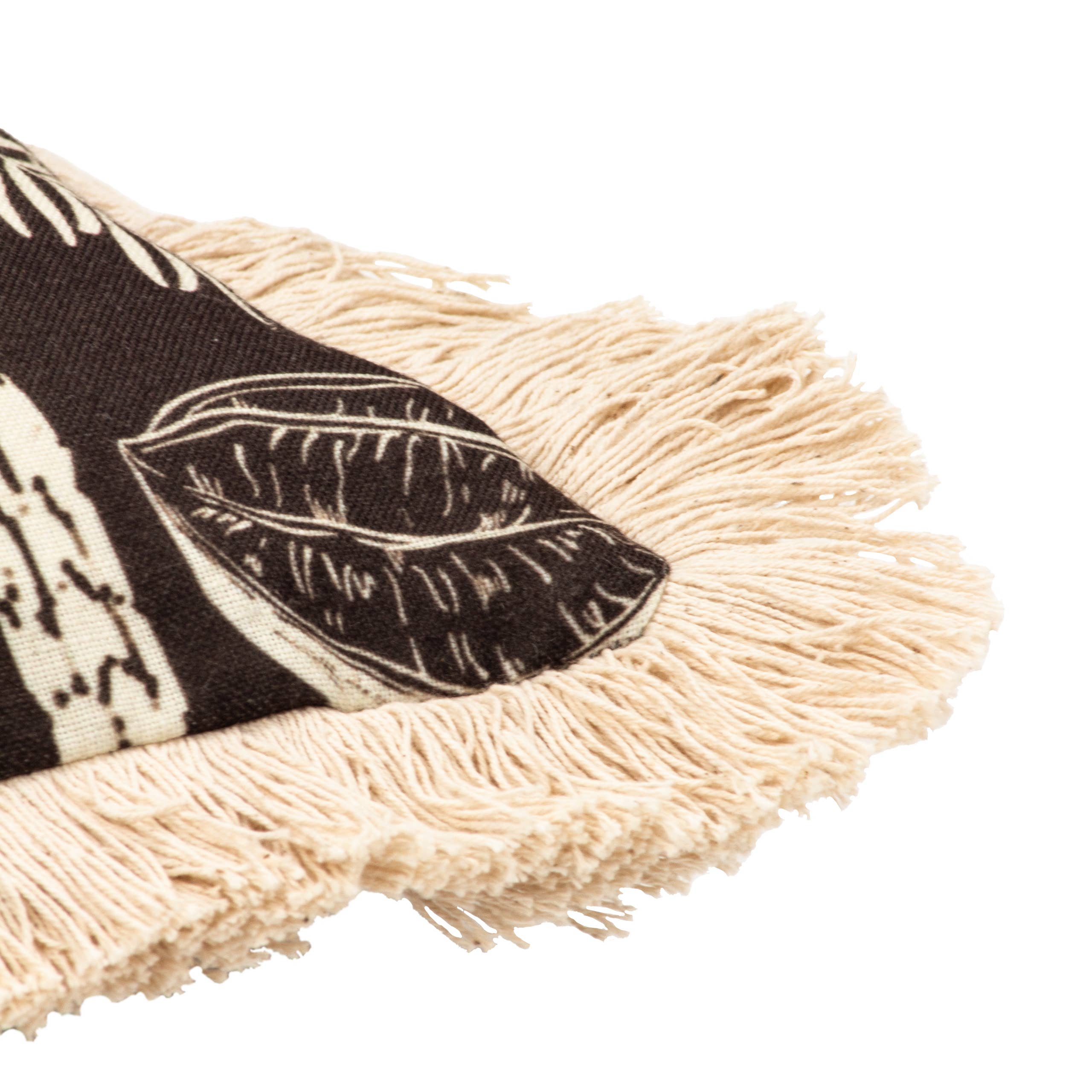 Coussin Colonial Palm à franges coloris espresso: Espresso / Garni en polyester / 45 x 45 cm