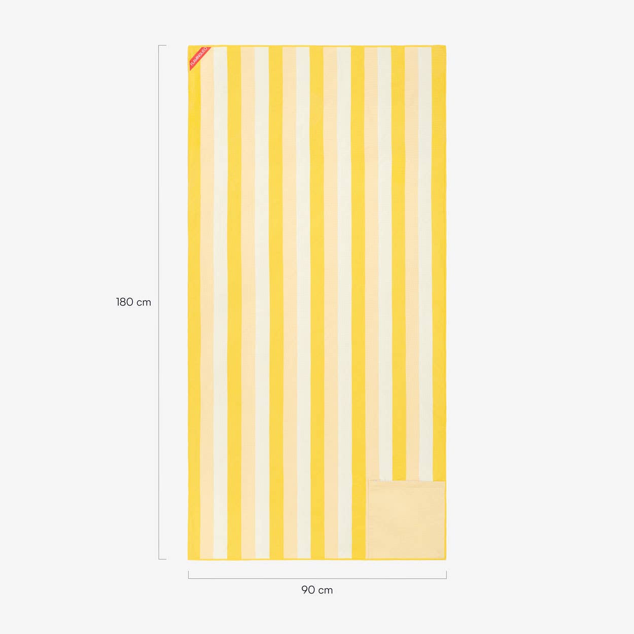 Serviette de plage jaune en microfibre avec aimants