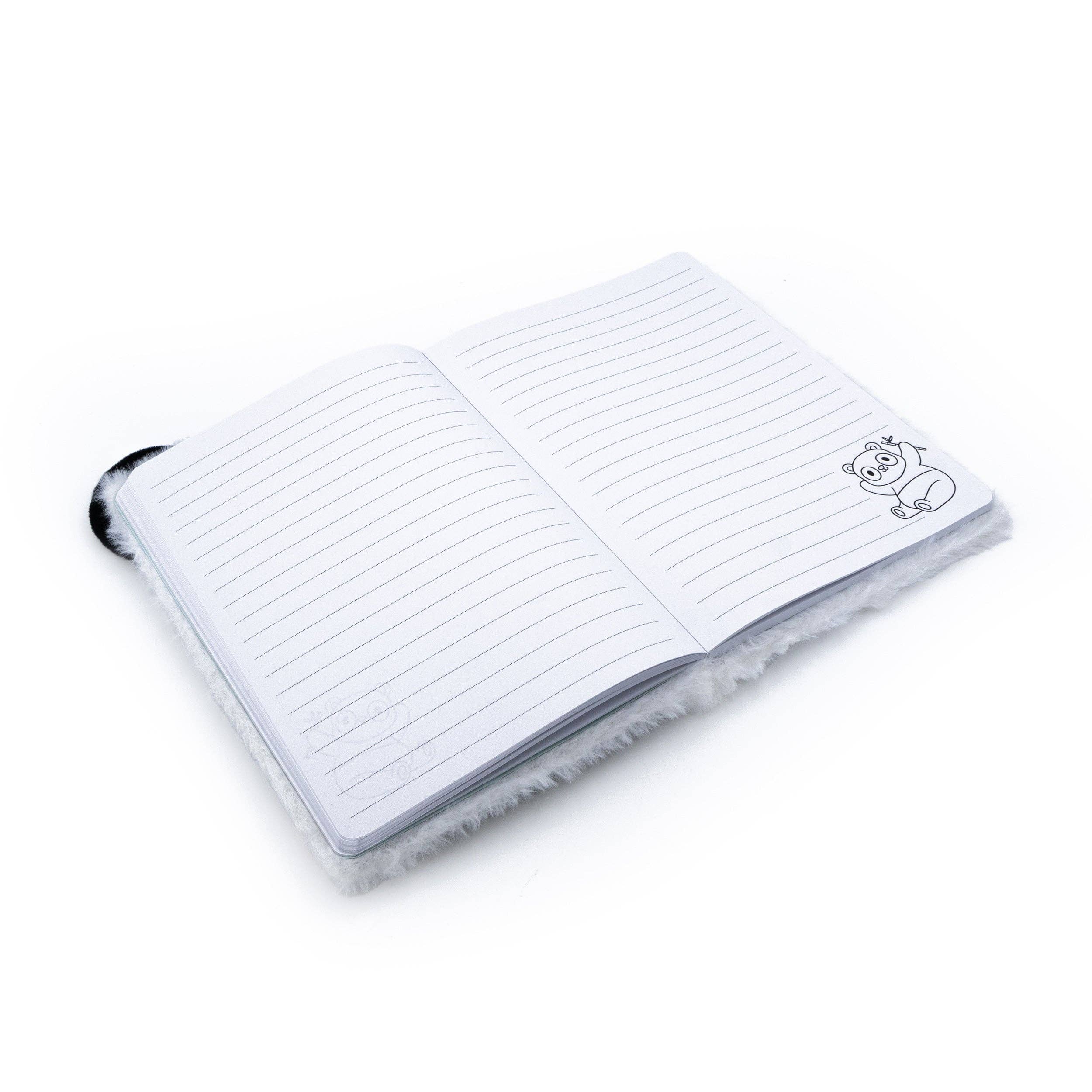 Cahier en peluche Panda — Carnet souple A5 ligné pour enfants