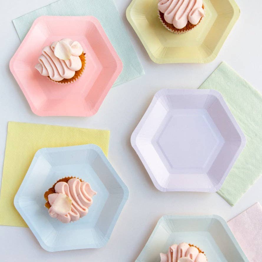 Petites assiettes à pastel hexagonales | Paquet de 12 |