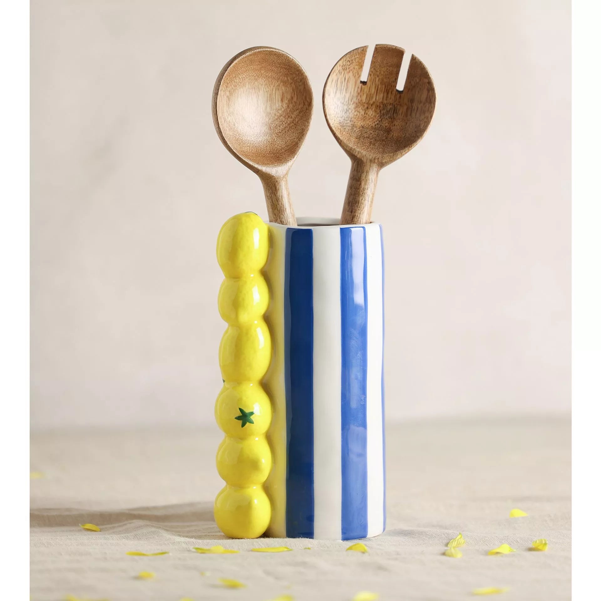 Vase blanc et bleu - Motif citrons